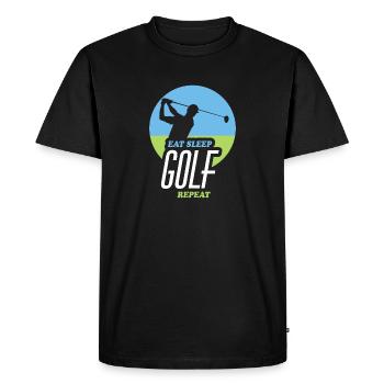 Manger, Dormir, Jouer au Golf, Répéter - T-shirt Premium bio Homme - noir - Devant - Nico (187cm)
