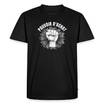 pouvoir d'achat, lutte des classes, factures - T-shirt Premium bio Homme - noir - Devant - Nico (187cm)