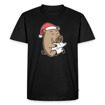 Sanglier Noël Sommeil Sommeil - T-shirt Premium bio Homme - noir - Devant - Nico (187cm)