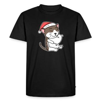 American Wirehair Cat Noël Sommeil Fatigué - T-shirt Premium bio Homme - noir - Devant - Nico (187cm)