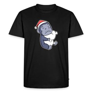Gorille Noël Sommeil Sommeil Sommeil - T-shirt Premium bio Homme - noir - Devant - Nico (187cm)