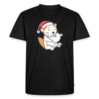 Selkirk Rex Cat Christmas Sleep Tired - Men's Premium Organic T-Shirt - black - Front - Nico (187cm)