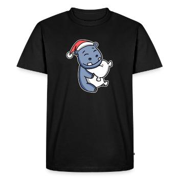 Hippopotame Noël - T-shirt Premium bio Homme - noir - Devant - Nico (187cm)