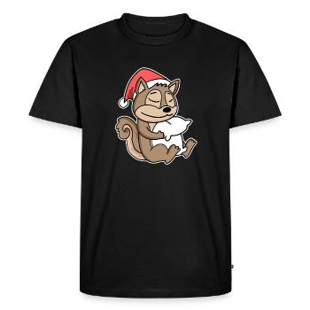 Écureuil Noël Sommeil Sommeil - T-shirt Premium bio Homme - noir - Devant - Nico (187cm)