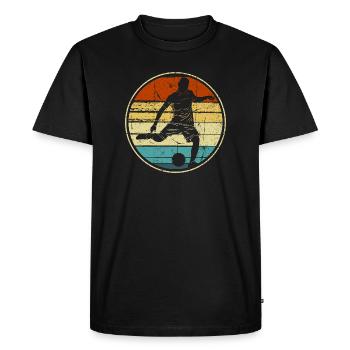 Retro Circular Soccer Silhouette - Men's Premium Organic T-Shirt - black - Front - Nico (187cm)