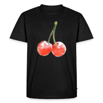 Sketch des Deux Cerises Sucrées - T-shirt Premium bio Homme - noir - Devant - Nico (187cm)