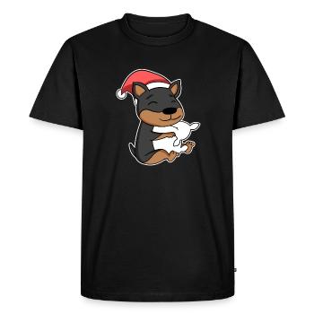Chien Noël Sommeil Oreillers fatigués - T-shirt Premium bio Homme - noir - Devant - Nico (187cm)