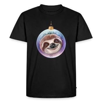 Christmas Sloth Santa - Men's Premium Organic T-Shirt - black - Front - Nico (187cm)