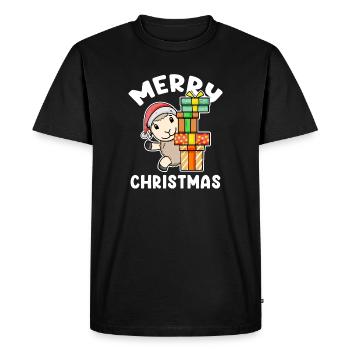 Joyeux moutons de Noël avec cadeaux - T-shirt Premium bio Homme - noir - Devant - Nico (187cm)