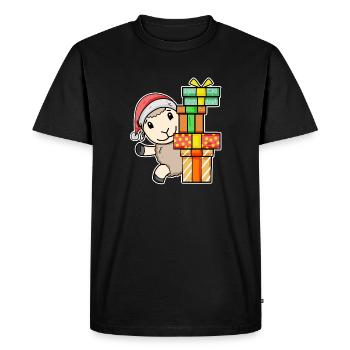 Moutons de Noël avec cadeaux - T-shirt Premium bio Homme - noir - Devant - Nico (187cm)