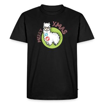 merry christmas alpaca symbol nature animals xmas - Men's Premium Organic T-Shirt - black - Front - Nico (187cm)