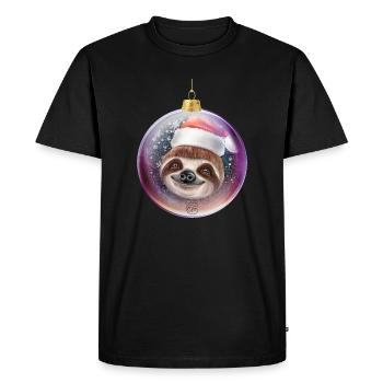 Drôle de paresseux pour Noël - T-shirt Premium bio Homme - noir - Devant - Nico (187cm)