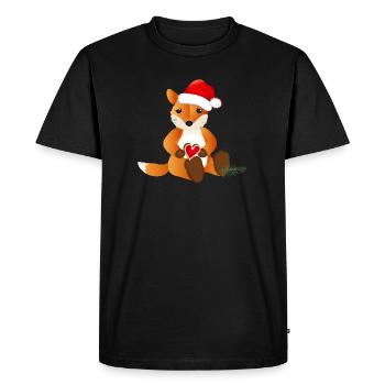 petit renard sucré avec un cœur pour Noël - T-shirt Premium bio Homme - noir - Devant - Nico (187cm)