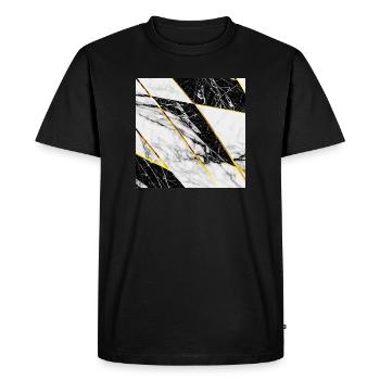 Marbre Noir Blanc Or Mosaïque Géométrique - T-shirt Premium bio Homme - noir - Devant - Nico (187cm)