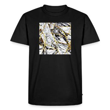 Marbre Noir Blanc Or Texture - T-shirt Premium bio Homme - noir - Devant - Nico (187cm)