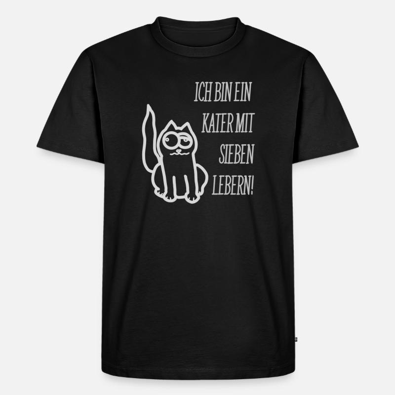 Kater mit 7 Lebern - Männer Premium Bio T-Shirt - Schwarz