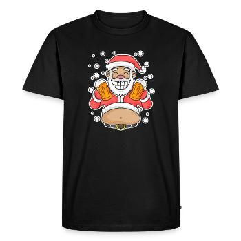 Bière adoucie Père Noël - T-shirt Premium bio Homme - noir - Devant - Nico (187cm)