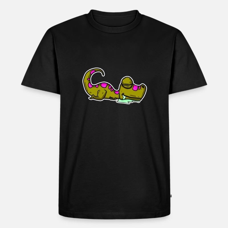 Schlafender Dino - Männer Premium Bio T-Shirt - Schwarz