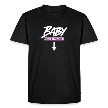 Bébé 2023 - Naissance Enceinte 2023 Grossesse - T-shirt Premium bio Homme - noir - Devant - Nico (187cm)