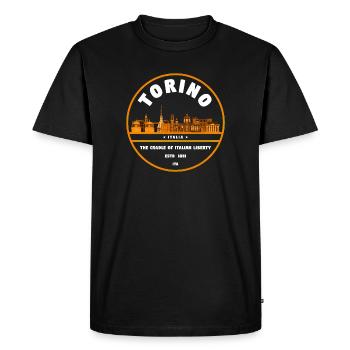 Torino Skyline Emblem - Men's Premium Organic T-Shirt - black - Front - Nico (187cm)
