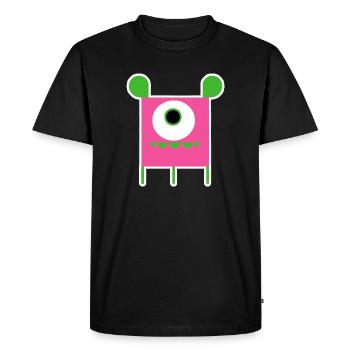 Pink Cyclops Monster | Funny Square Alien - Men's Premium Organic T-Shirt - black - Front - Nico (187cm)