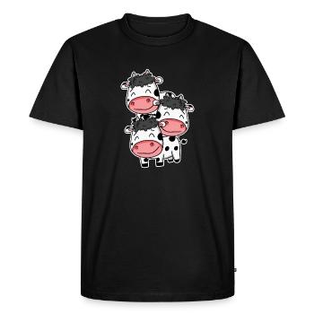 Vaches mignonnes - motif de vache - T-shirt Premium bio Homme - noir - Devant - Nico (187cm)
