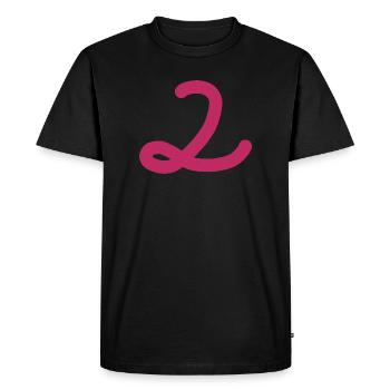 2 Numéro deux rose chiffre rose - T-shirt Premium bio Homme - noir - Devant - Nico (187cm)