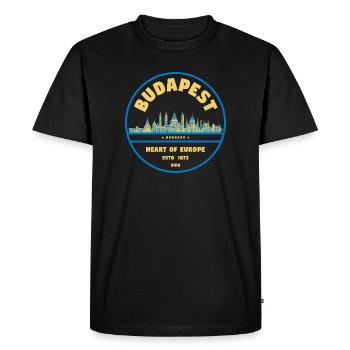 Budapest Skyline Emblem Heart of Europe - Men's Premium Organic T-Shirt - black - Front - Nico (187cm)