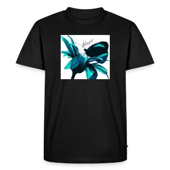 Teal Magic Flower Print - Men's Premium Organic T-Shirt - black - Front - Nico (187cm)