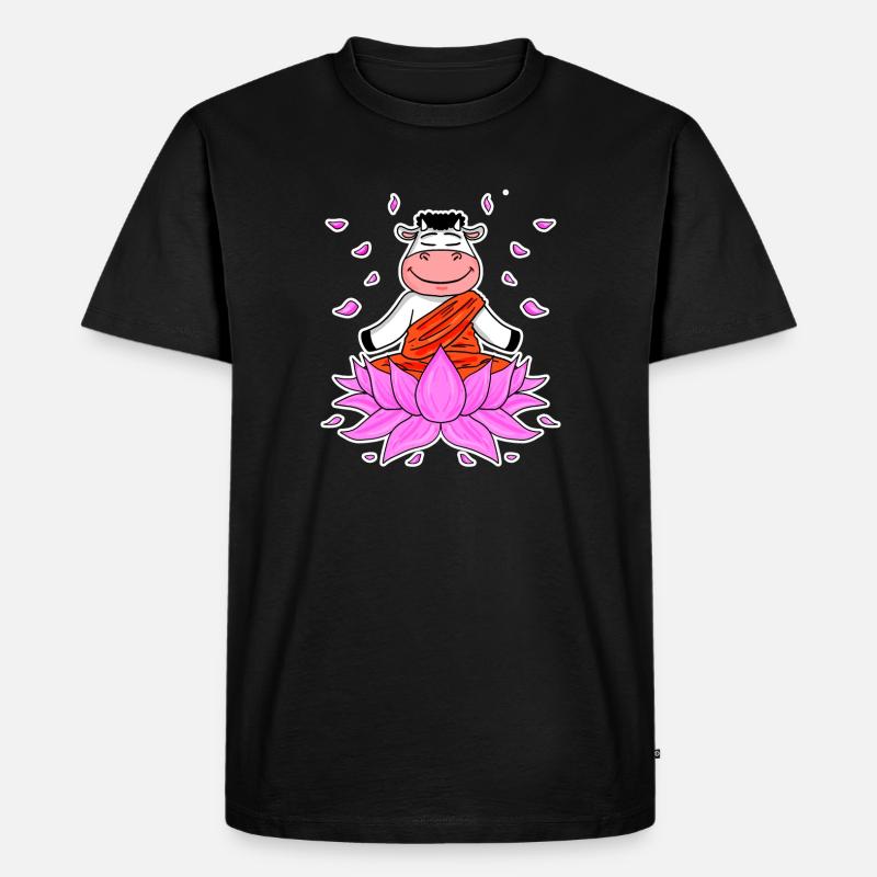 Yoga Kuh - Männer Premium Bio T-Shirt - Schwarz