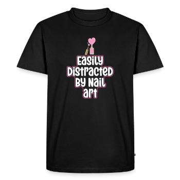 Easily distracted by Nail Art Nail Tech - Men's Premium Organic T-Shirt - black - Front - Nico (187cm)