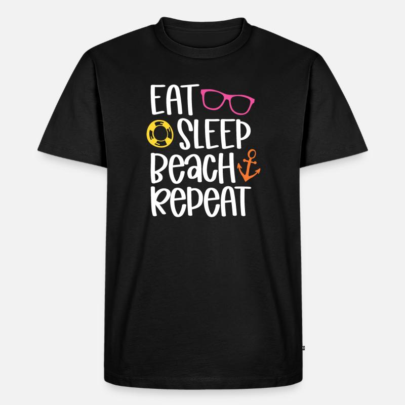 Eat Sleep Beach Repeat - Männer Premium Bio T-Shirt - Schwarz
