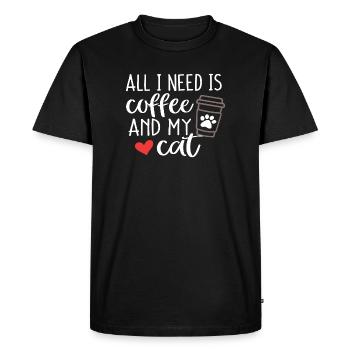 All I Need is Coffee and My Cat - Men's Premium Organic T-Shirt - black - Front - Nico (187cm)