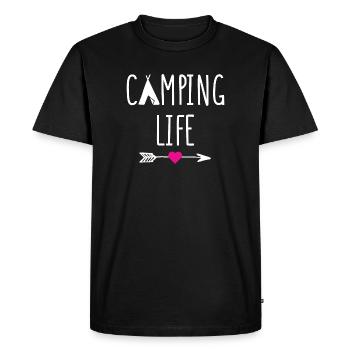 Camping Life - Men's Premium Organic T-Shirt - black - Front - Nico (187cm)