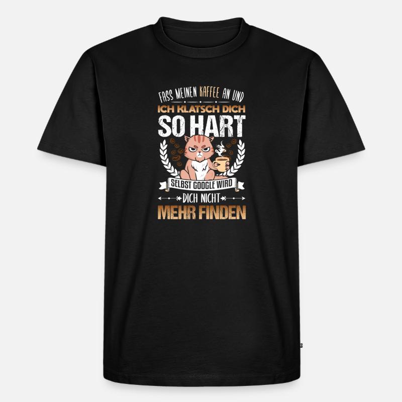 Kaffee Drama Katze Spruch - Männer Premium Bio T-Shirt - Schwarz