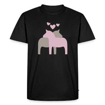 Dala horse hearts scandinavian christmas love - Men's Premium Organic T-Shirt - black - Front - Nico (187cm)