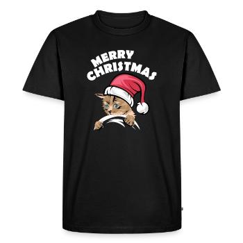 merry christmas cats symbol xmas cat comic - Men's Premium Organic T-Shirt - black - Front - Nico (187cm)