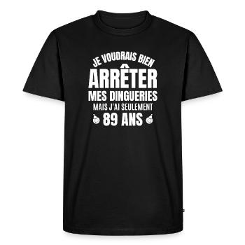 anniversaire 89 ans, anniversaire - T-shirt Premium bio Homme - noir - Devant - Nico (187cm)