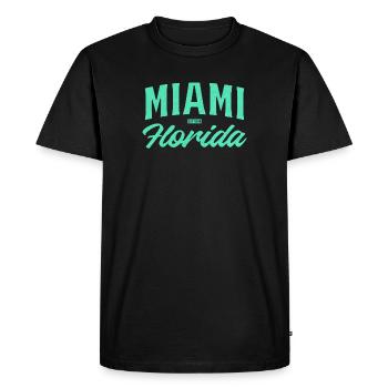 Miami Florida Teal Font - Men's Premium Organic T-Shirt - black - Front - Nico (187cm)