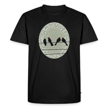 Oiseaux sur une ligne électrique avec des chapeaux de Noël - T-shirt Premium bio Homme - noir - Devant - Nico (187cm)