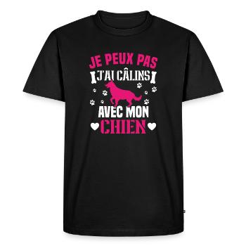 je peux pas j'ai câlins avec mon chien humour - T-shirt Premium bio Homme - noir - Devant - Nico (187cm)