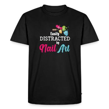 Easily distracted by Nail Art Nail Tech - Men's Premium Organic T-Shirt - black - Front - Nico (187cm)