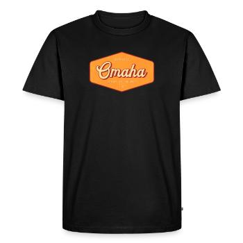 Omaha Retro Badge: Gateway to the West - Men's Premium Organic T-Shirt - black - Front - Nico (187cm)