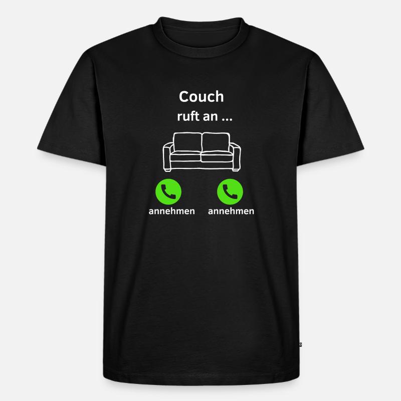 Couch ruft an - annehmen oder annehmen? - Männer Premium Bio T-Shirt - Schwarz