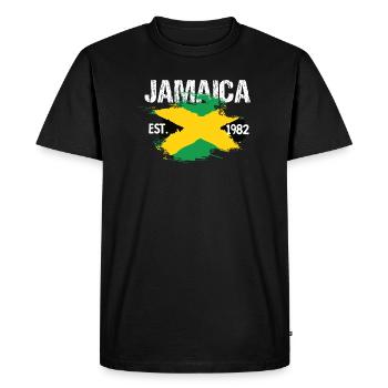 Jamaica Brush Flag Est1982 - Men's Premium Organic T-Shirt - black - Front - Nico (187cm)