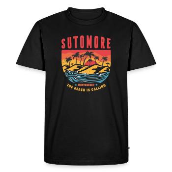 Conception de la plage de Sutomore au Monténégro - T-shirt Premium bio Homme - noir - Devant - Nico (187cm)