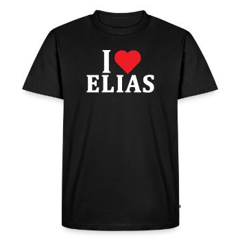 t-shirt J’adore Elias idée cadeau t-shirt - T-shirt Premium bio Homme - noir - Devant - Nico (187cm)