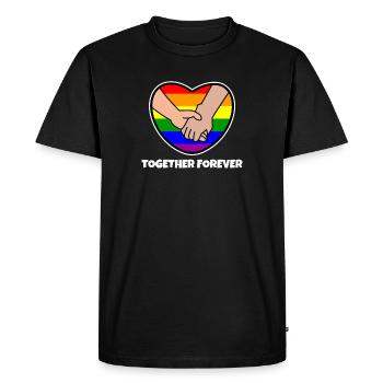 Relation Homo Déclaration Fierté du cœur Arc-en-ciel - T-shirt Premium bio Homme - noir - Devant - Nico (187cm)
