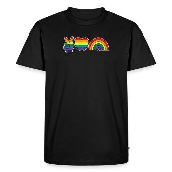 Droits de l’homme Arc-en-ciel Gay LGBT Coeur Homo - T-shirt Premium bio Homme - noir - Devant - Nico (187cm)