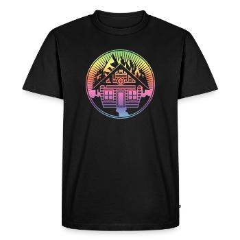 small snowy hut in the mountains in winter - Men's Premium Organic T-Shirt - black - Front - Nico (187cm)
